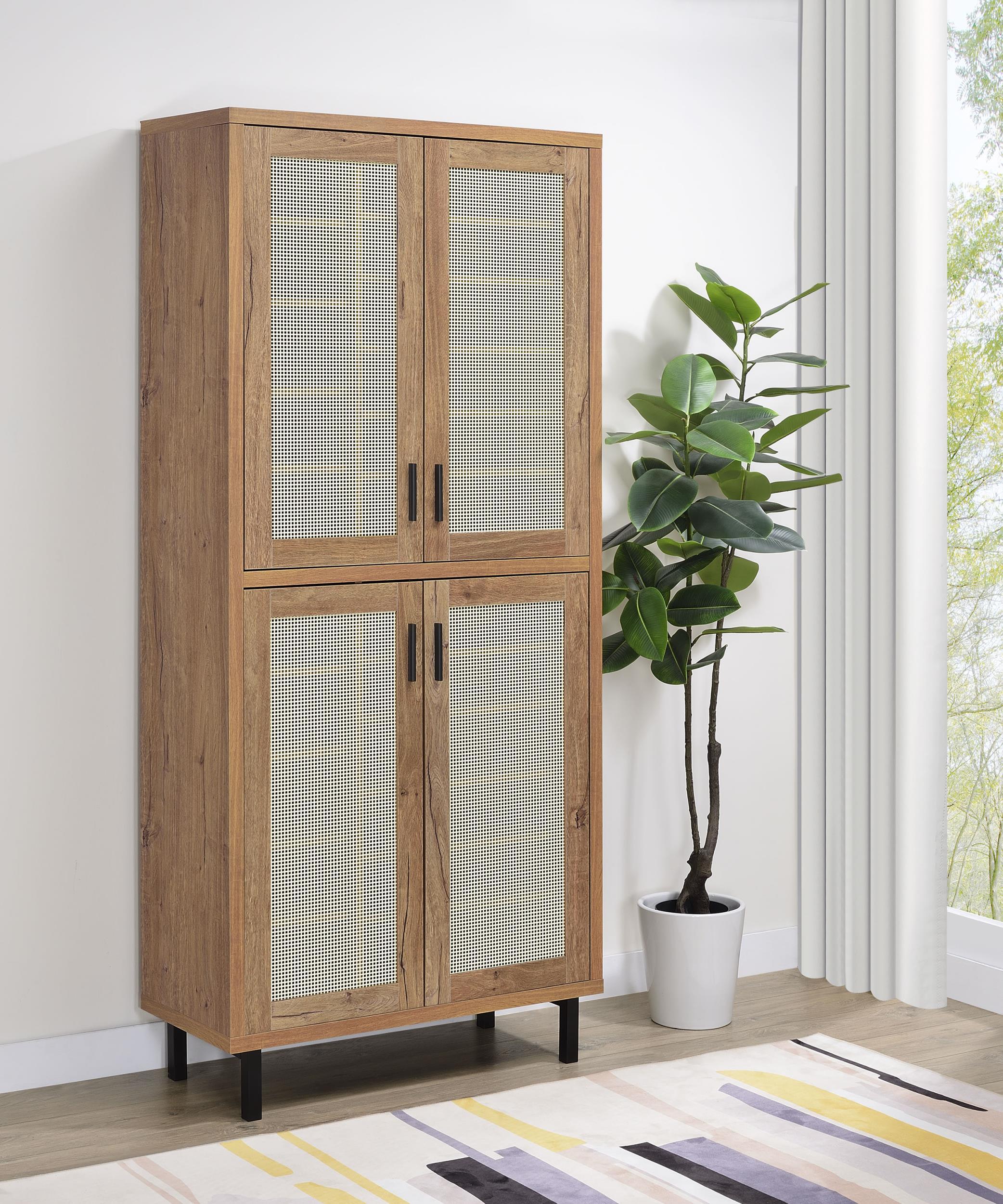 Teller 80-inch 4-door Tall Shoe Storage Cabinet Natural Oak - Image 2