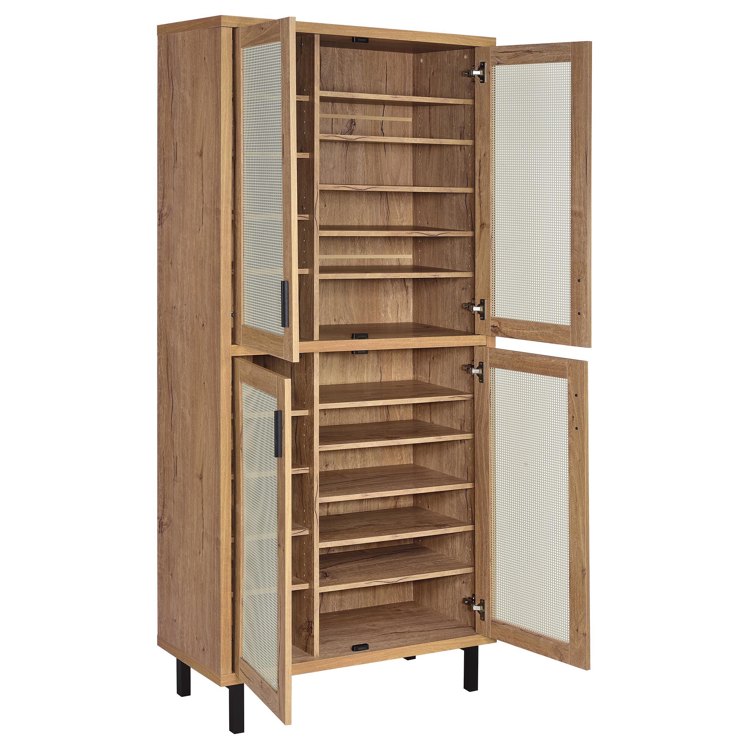 Teller 80-inch 4-door Tall Shoe Storage Cabinet Natural Oak - Image 3