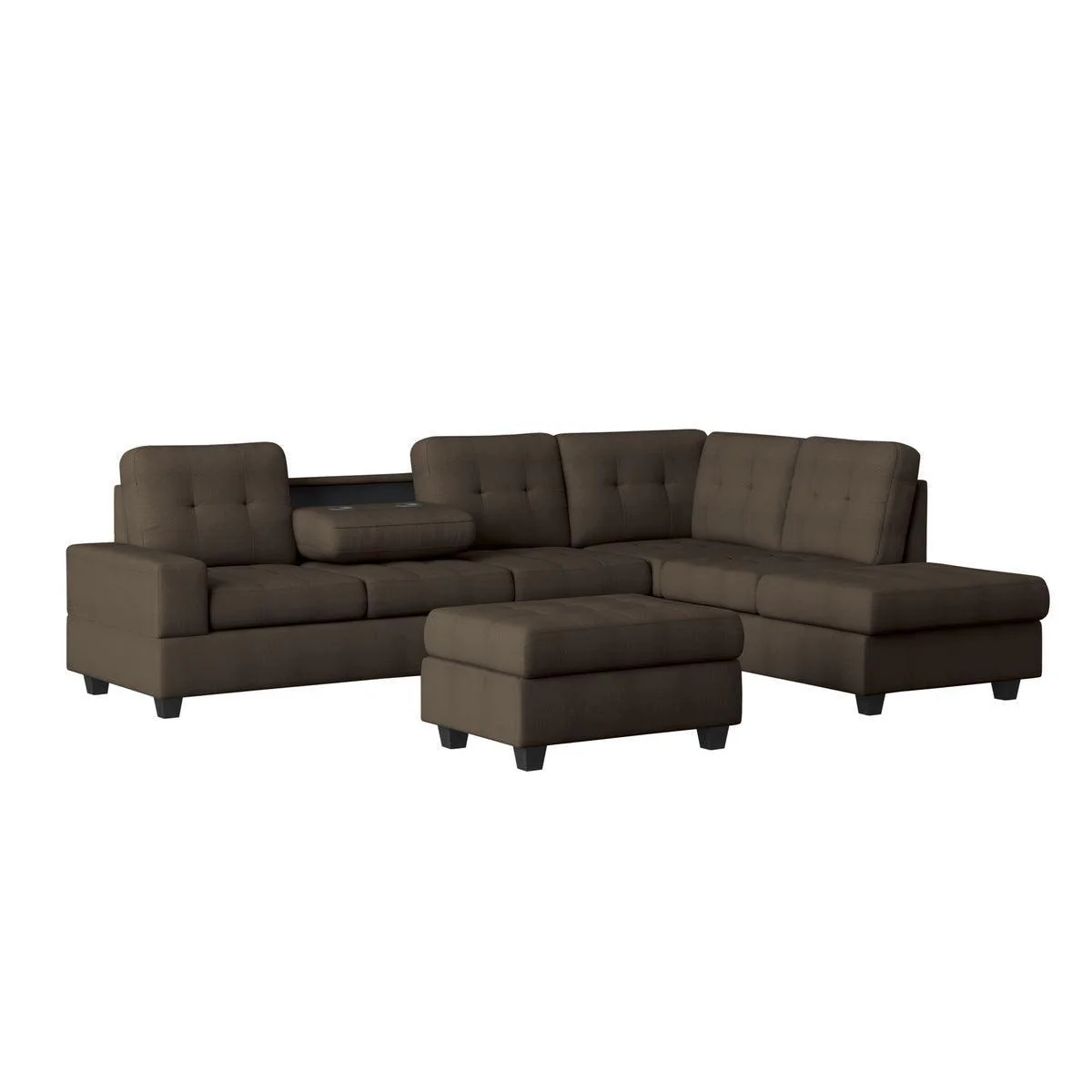 Maston Brown Fabric 2-Piece Reversible Sectional - Image 1