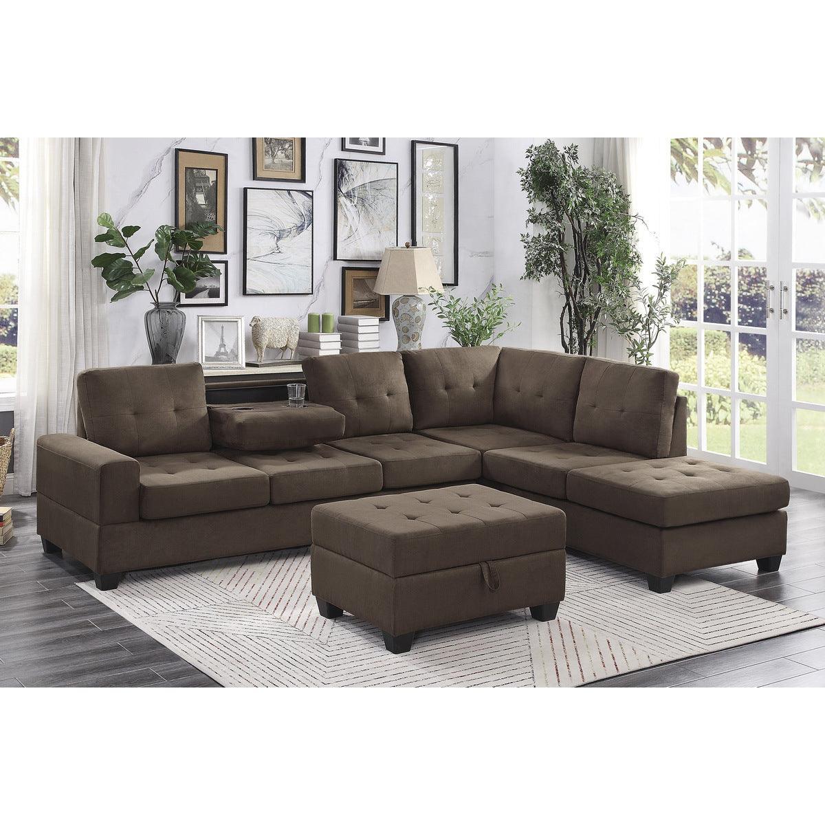Maston Chocolate Fabric Tufted Storage Ottoman - Image 3
