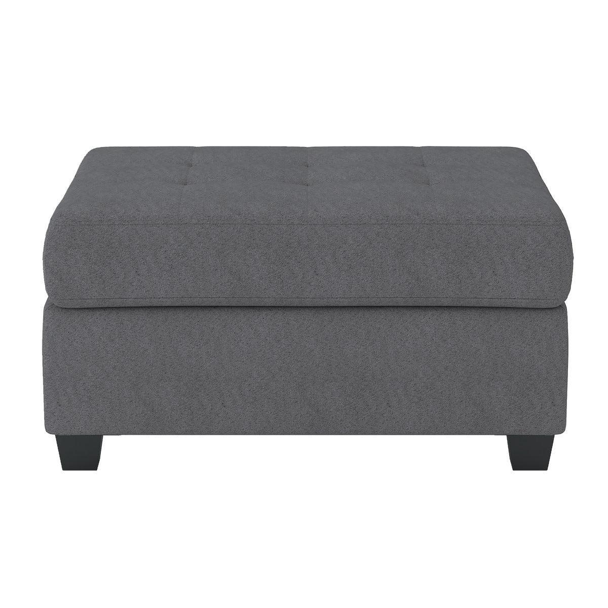 Maston Dark Gray Fabric Tufted Storage Ottoman - Image 1
