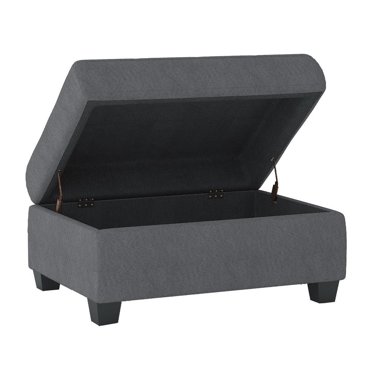 Maston Dark Gray Fabric Tufted Storage Ottoman - Image 2