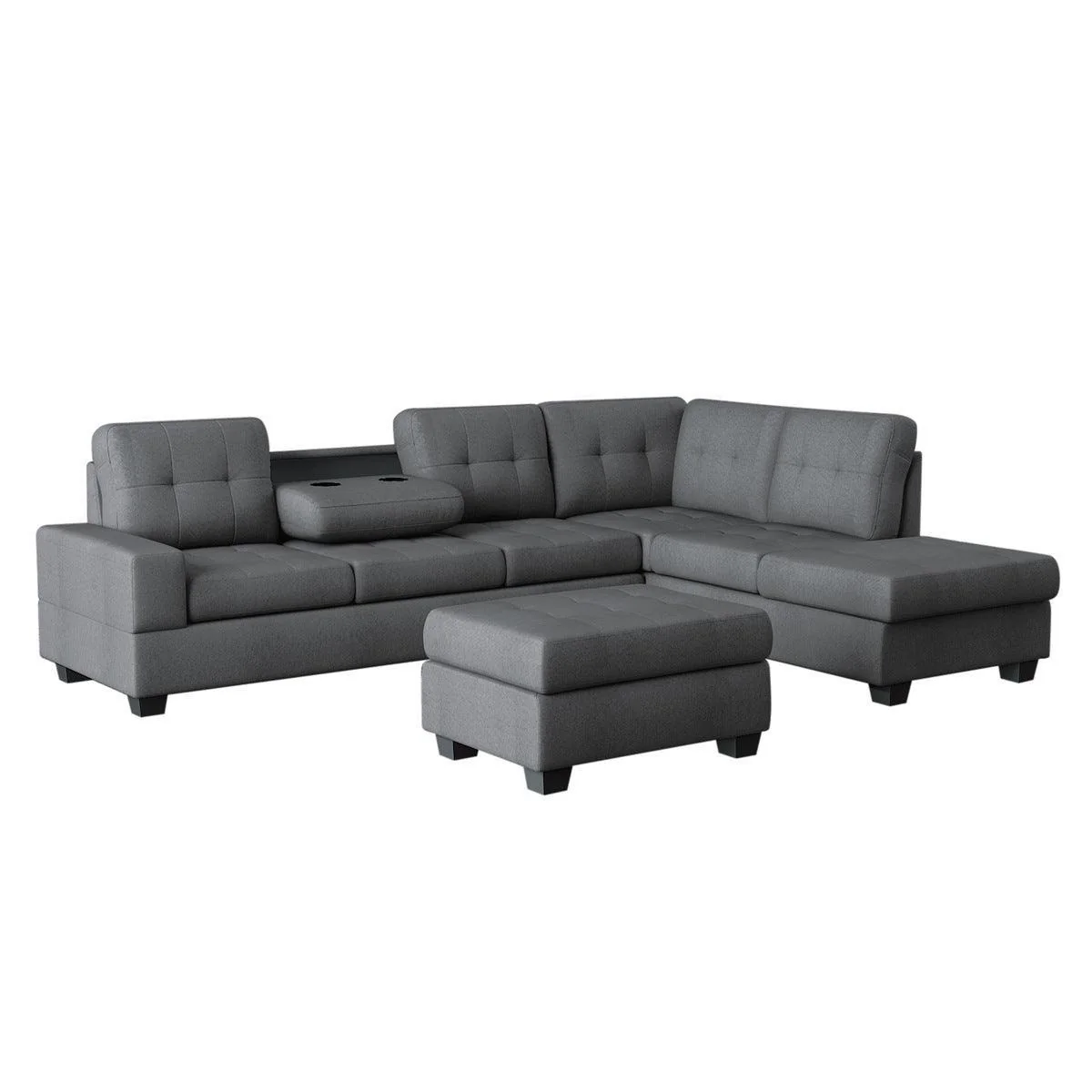 Maston Gray Fabric 2-Piece Reversible Sectional Storage Ottoman - Image 1