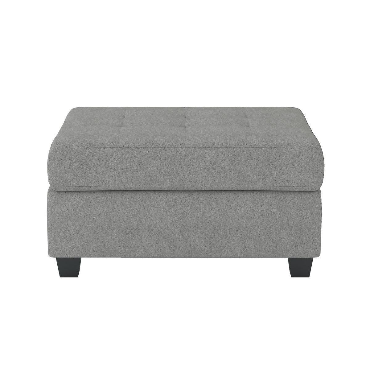 Maston Gray Fabric Tufted Storage Ottoman - Image 1