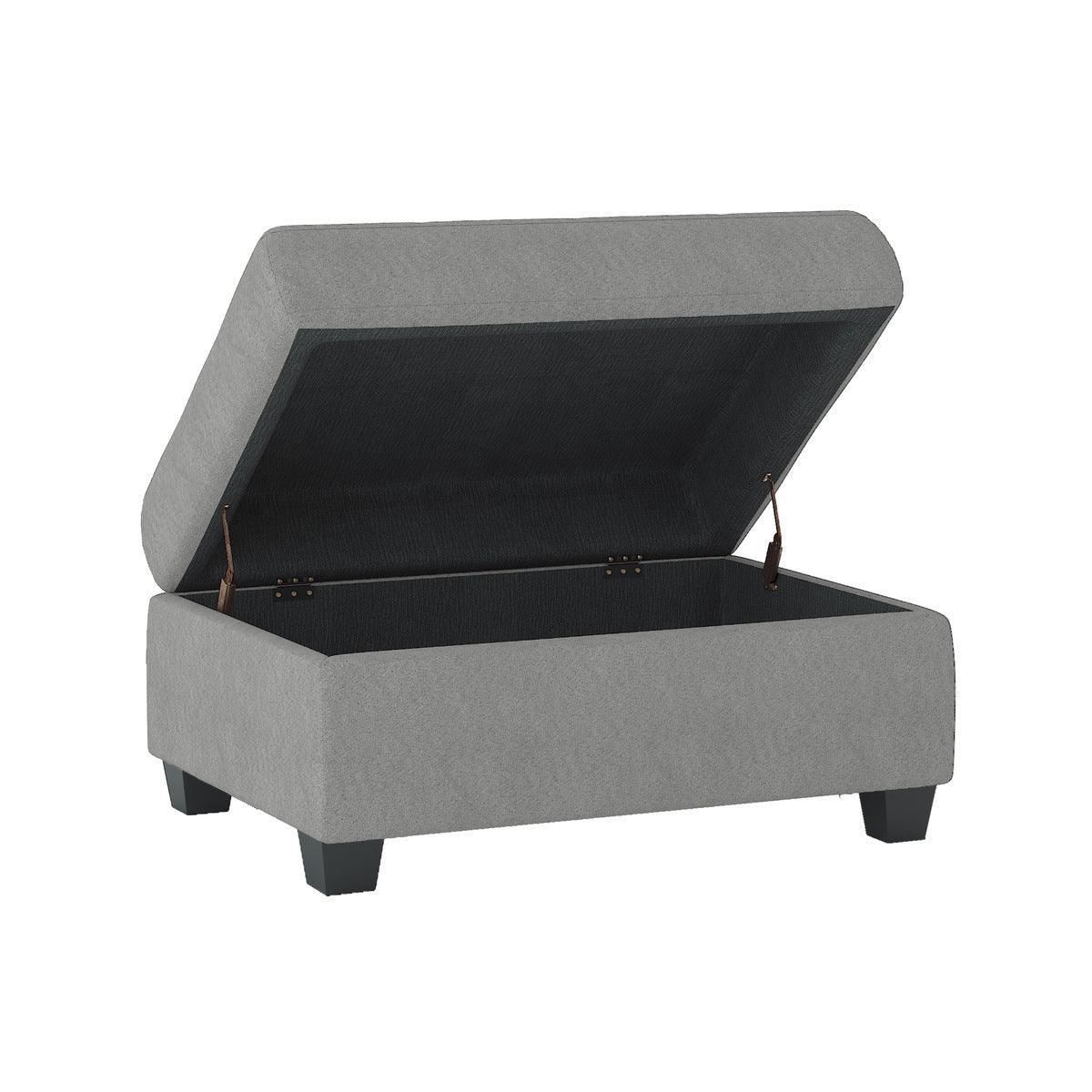 Maston Gray Fabric Tufted Storage Ottoman - Image 2