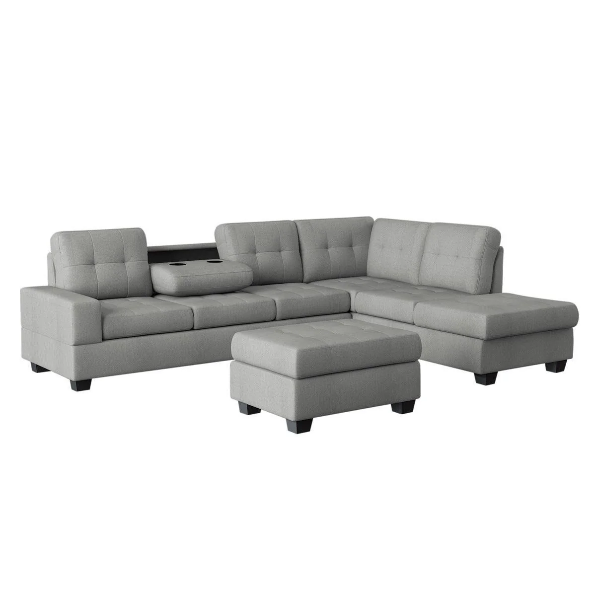 Maston Light Gray Fabric 2-Piece Reversible Sectional - Image 1