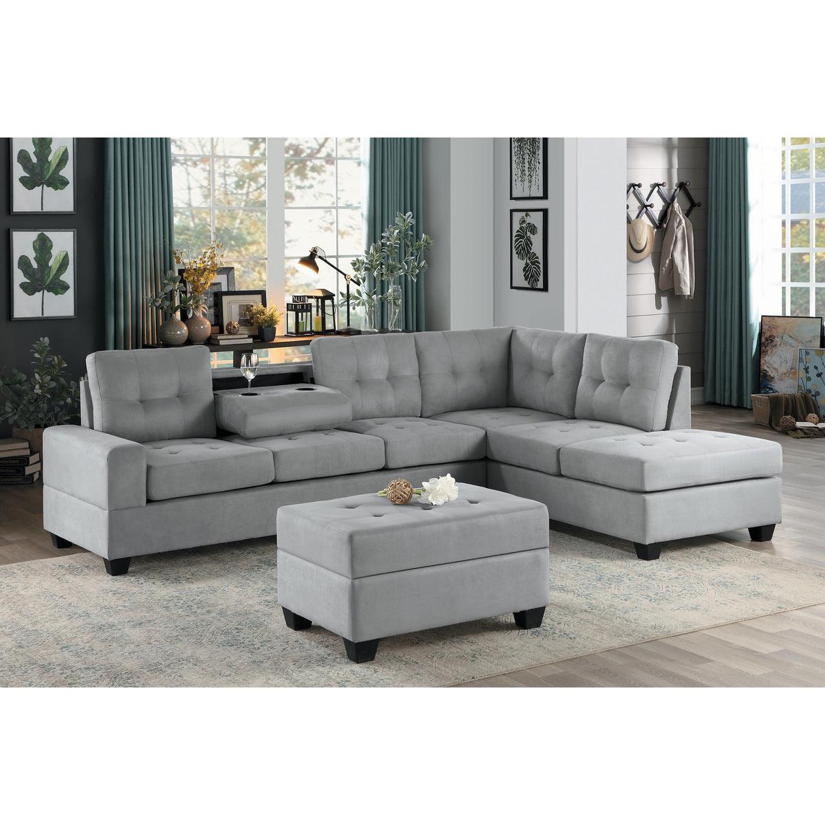 Maston Gray Fabric Tufted Storage Ottoman - Image 3