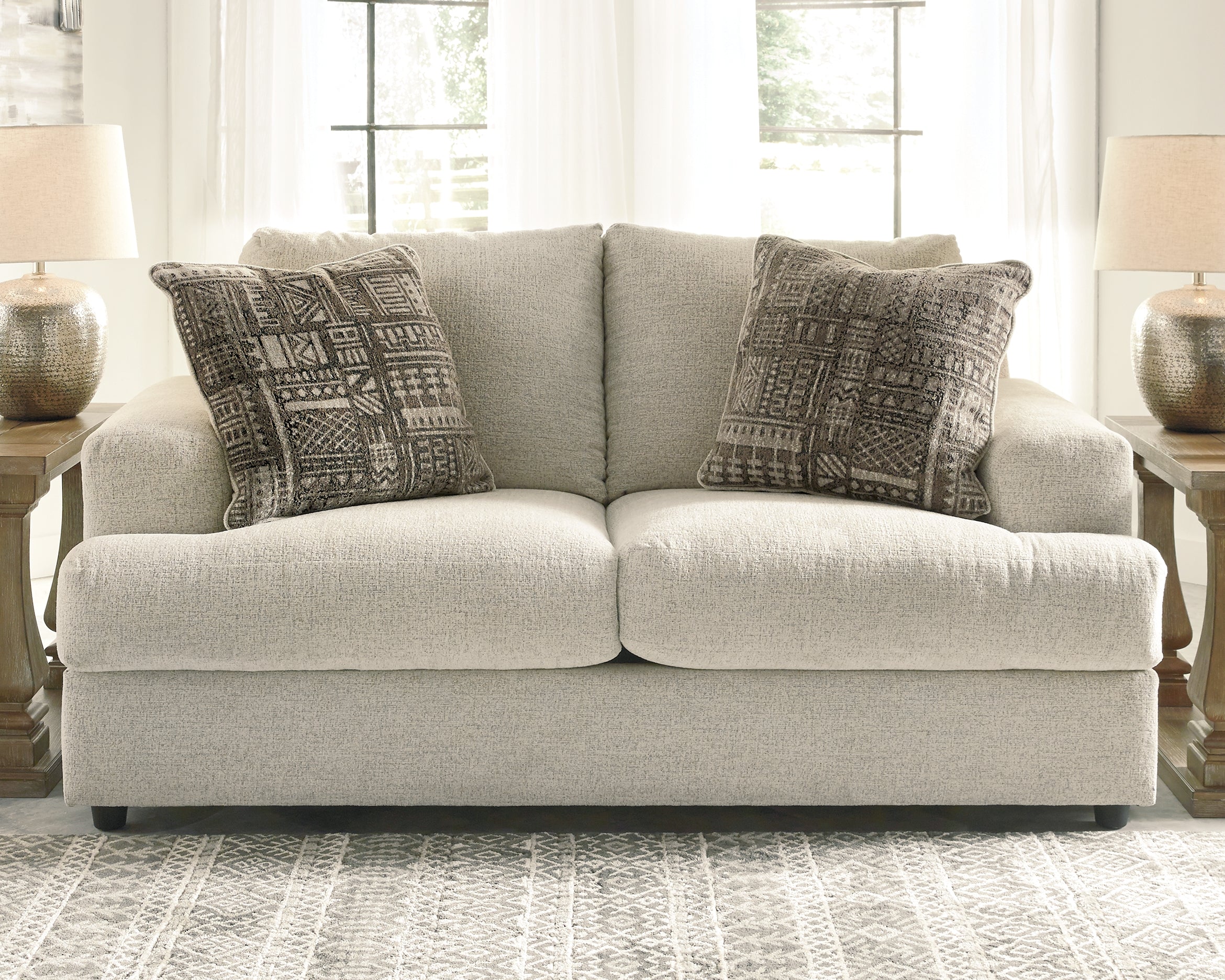 Soletren Stone Chenille Loveseat - Image 3