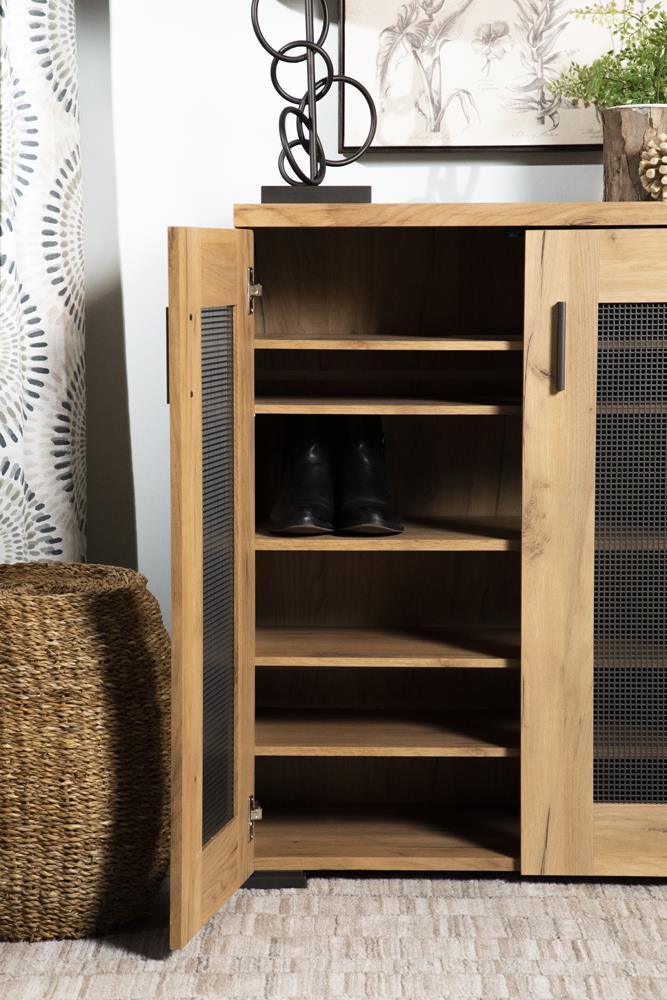 Bristol Metal Mesh Door Accent Cabinet Golden Oak - Image 2
