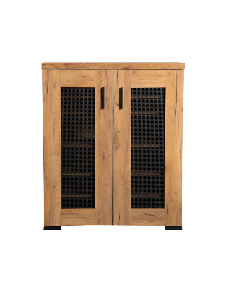 Bristol Metal Mesh Door Accent Cabinet Golden Oak - Image 3