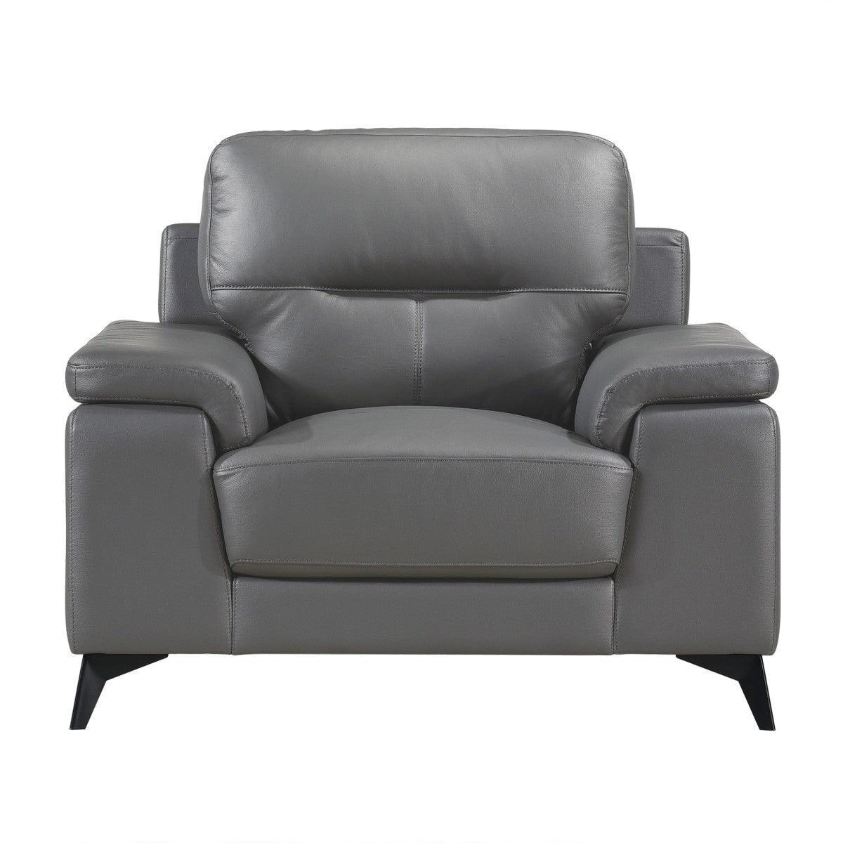 Mischa Dark Gray Top Lether Faux Leather Chair - Image 1