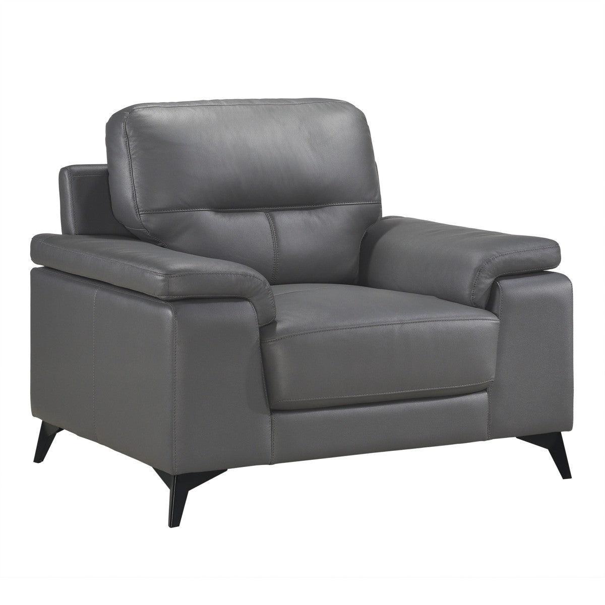 Mischa Dark Gray Top Lether Faux Leather Chair - Image 2