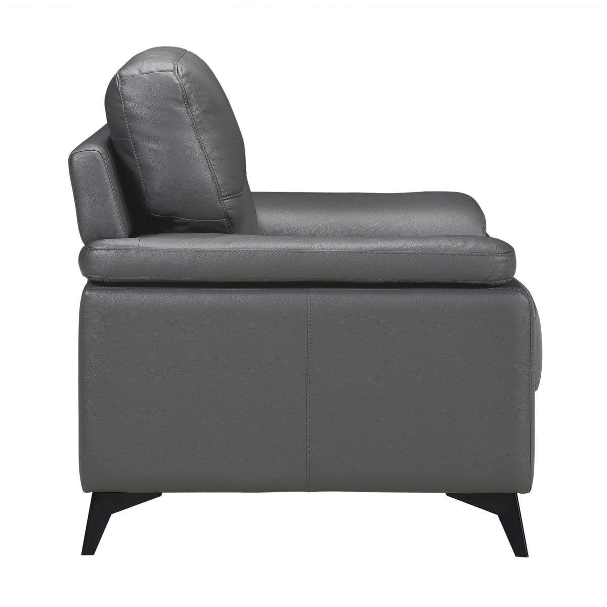 Mischa Dark Gray Top Lether Faux Leather Chair - Image 3
