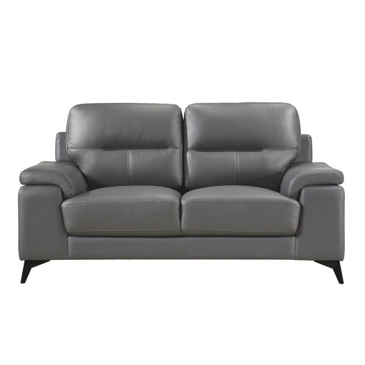 Mischa Dark Gray Faux Leather Love Seat - Image 1