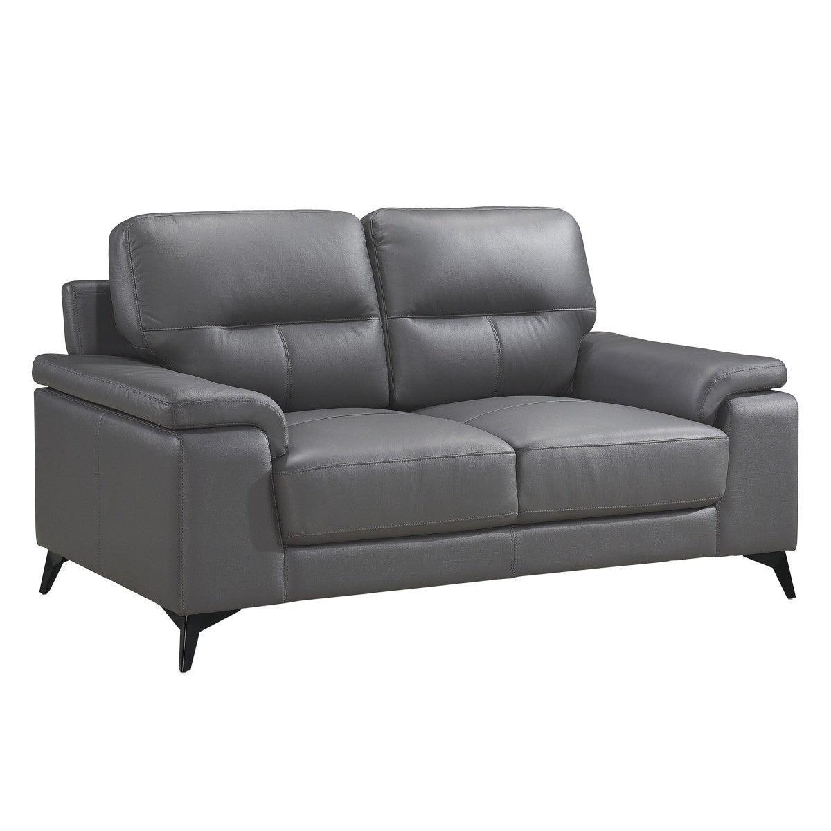 Mischa Dark Gray Faux Leather Love Seat - Image 2
