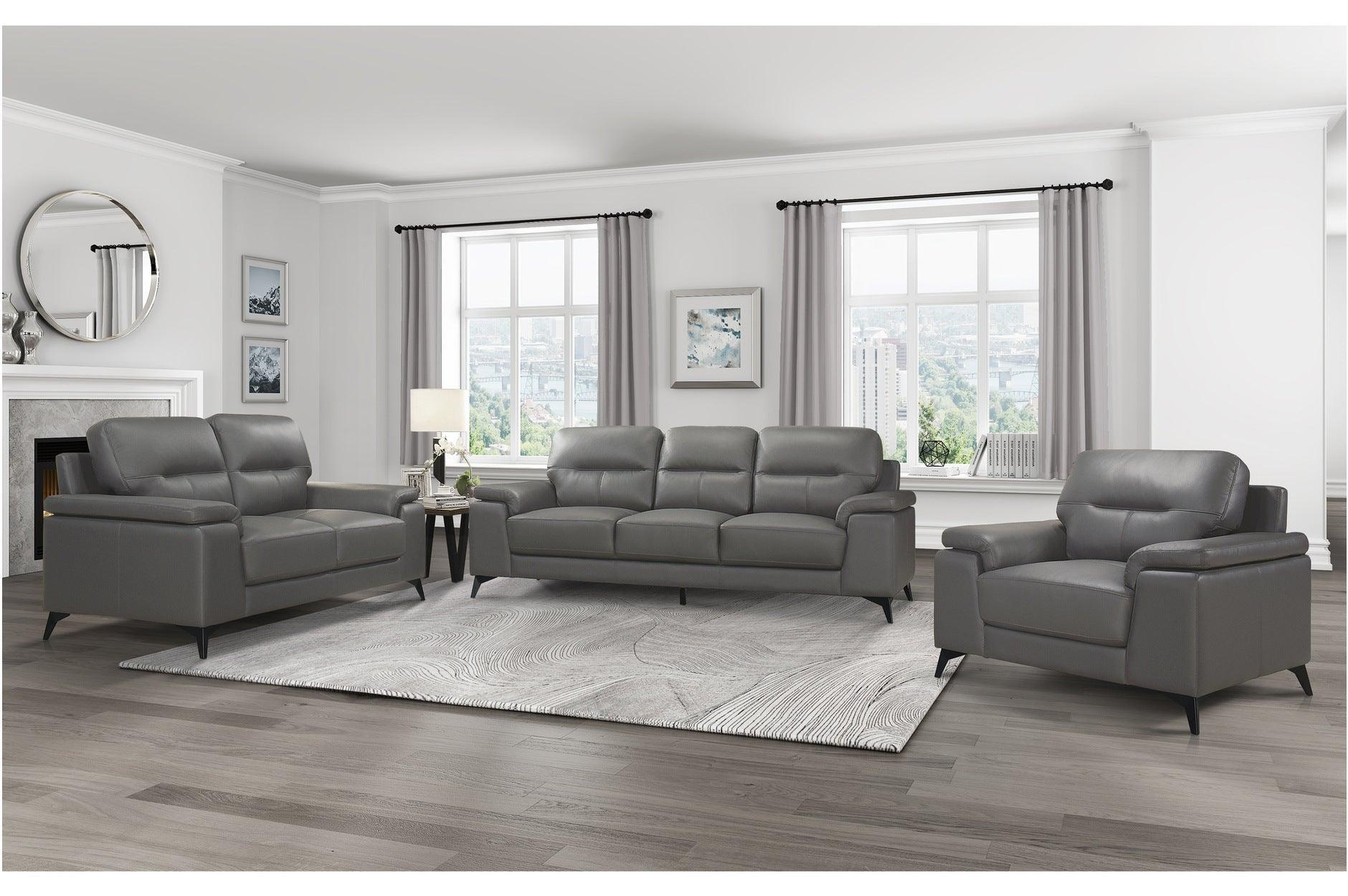 Mischa Dark Gray Top Leather Living Room Set - Image 2
