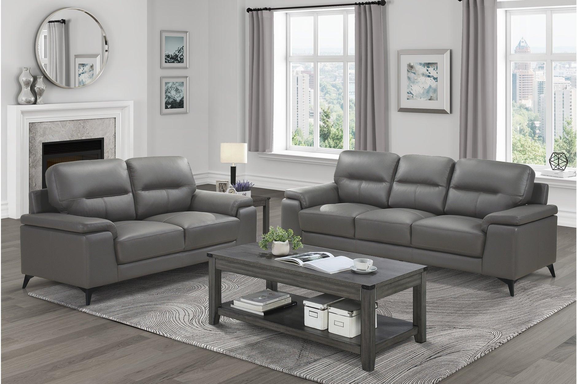 Mischa Dark Gray Top Leather Living Room Set - Image 1
