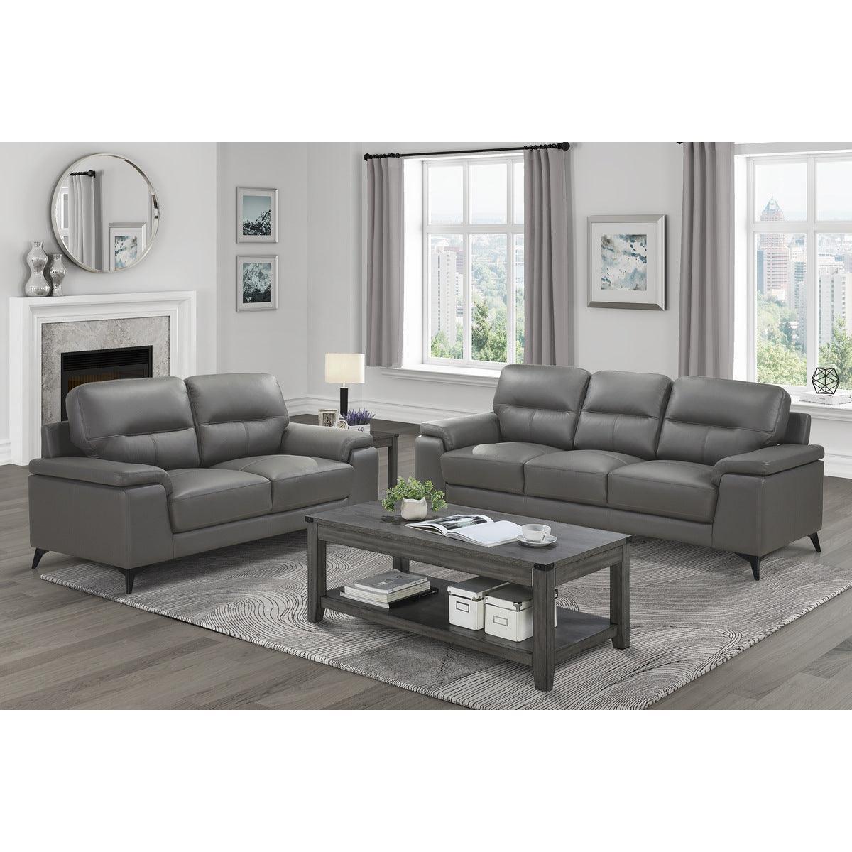 Mischa Dark Gray Faux Leather Love Seat - Image 3