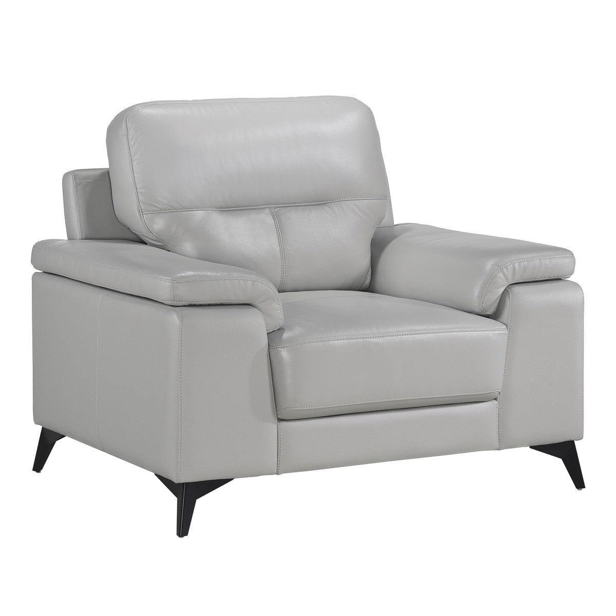 Mischa Silver Gray Top Lether Faux Leather Chair - Image 2