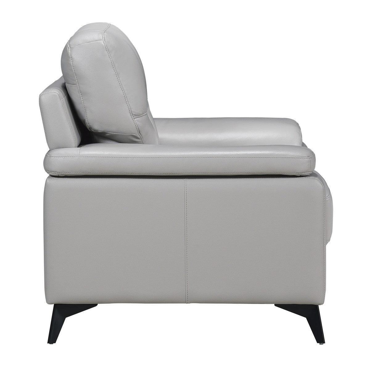 Mischa Silver Gray Top Lether Faux Leather Chair - Image 3