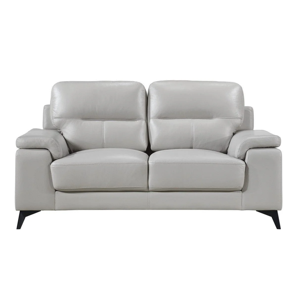 Mischa Silver Gray Faux Leather Love Seat - Image 1