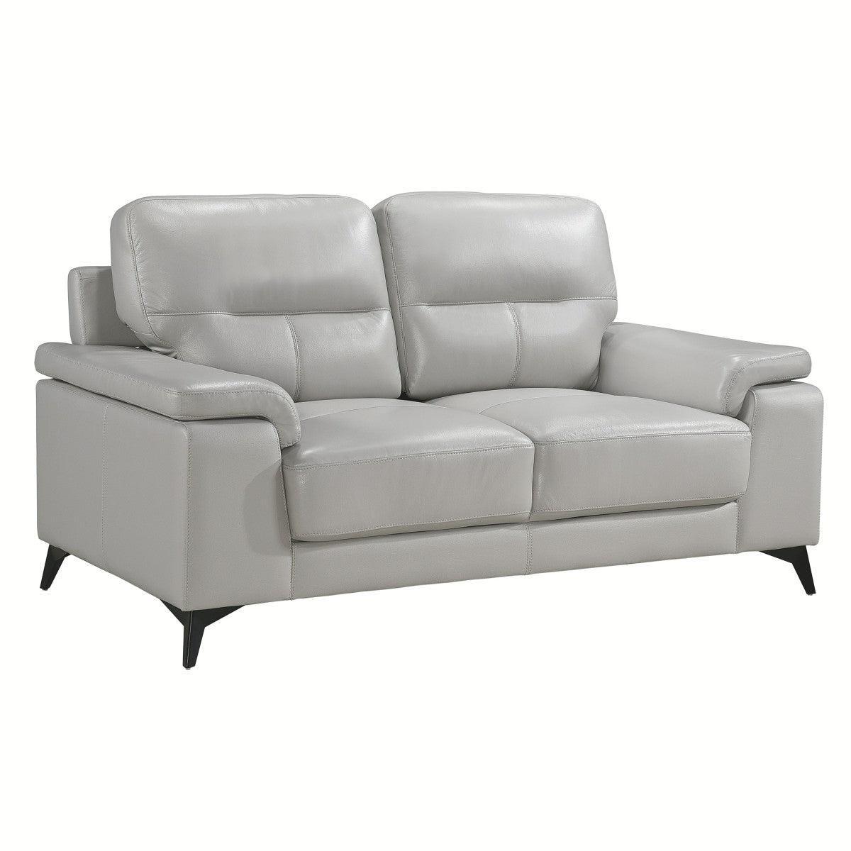 Mischa Silver Gray Faux Leather Love Seat - Image 2