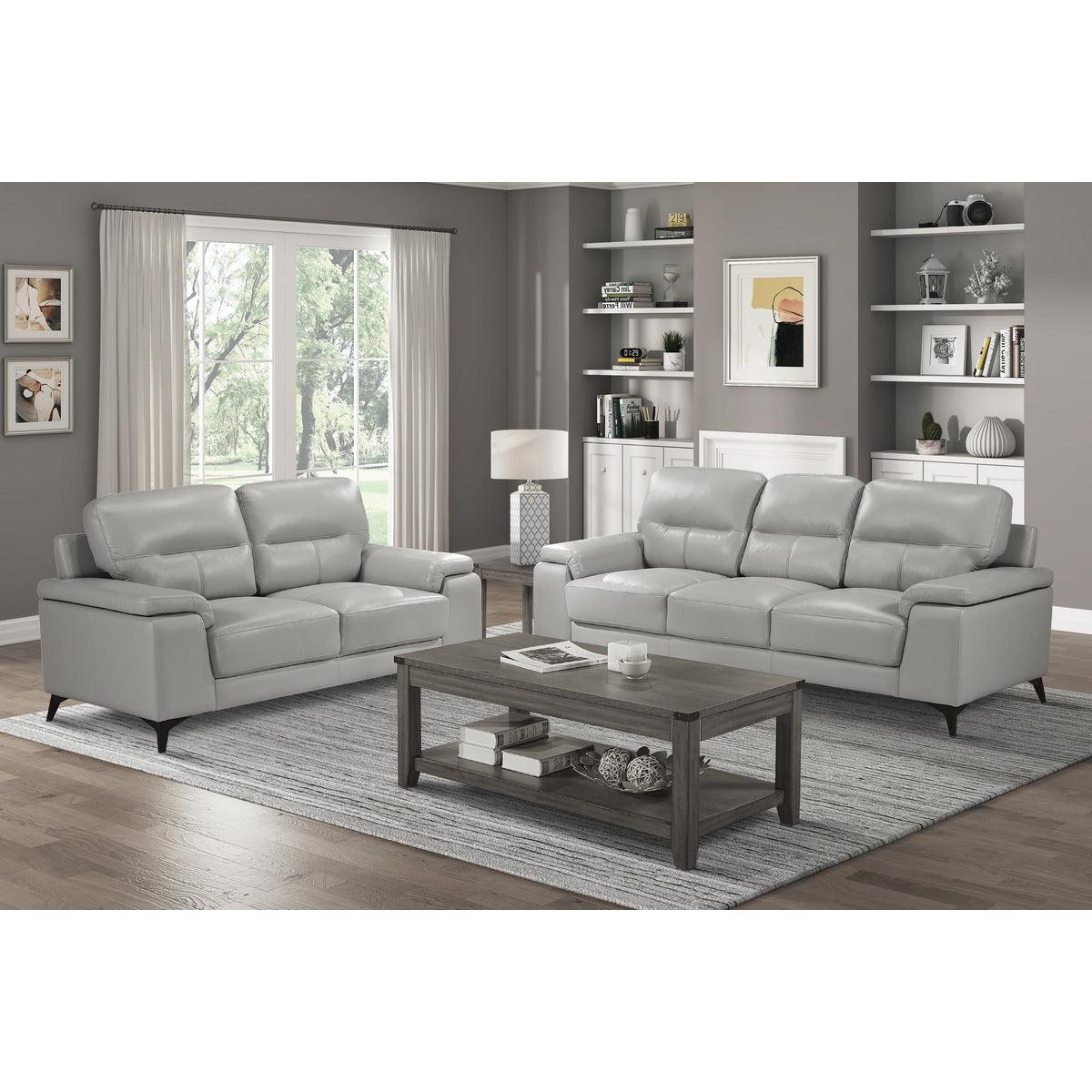 Mischa Silver Gray Faux Leather Sofa - Image 3