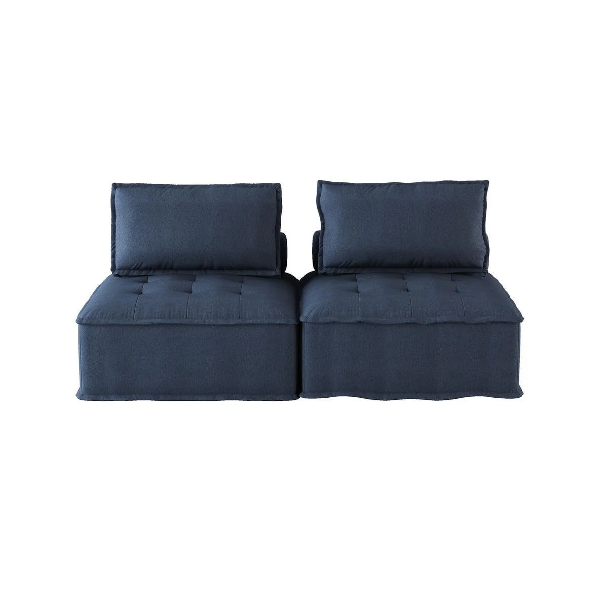 Ulrich Blue Fabric Tufted Love Seat