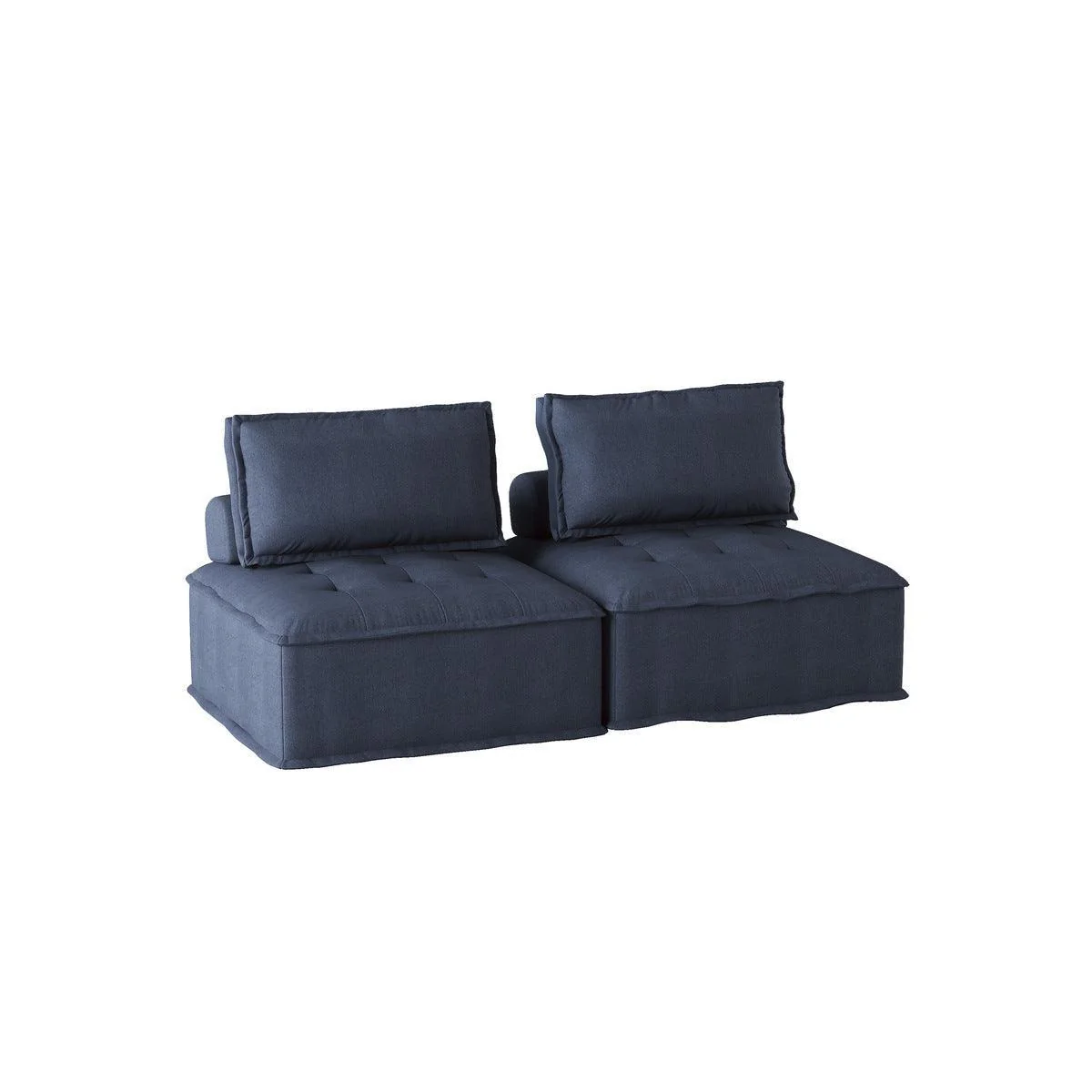 Ulrich Blue Fabric Tufted Love Seat - Image 2