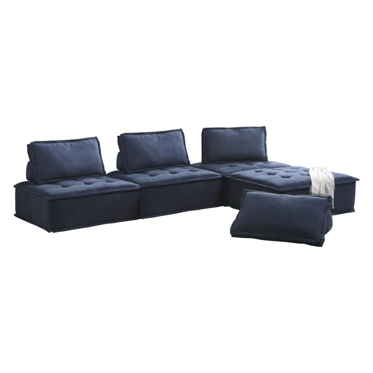 Ulrich Blue Fabric 4-Piece Modular Sectional - Image 1