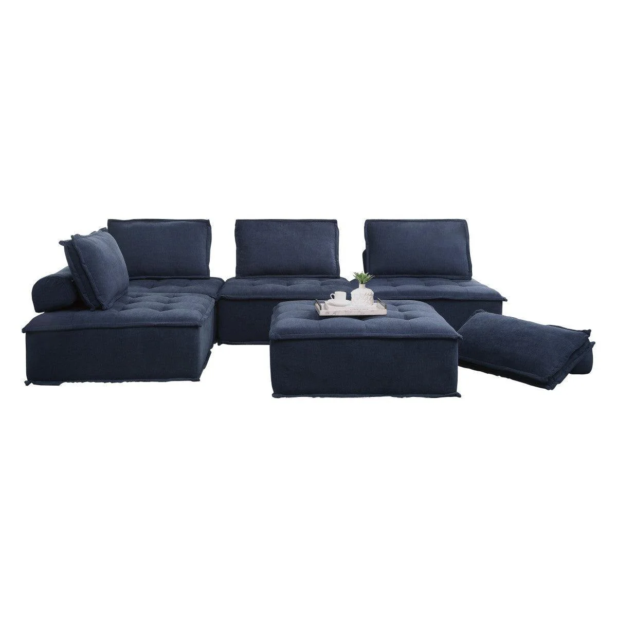 Ulrich Blue Fabric 5-Piece Modular Sectional - Image 1