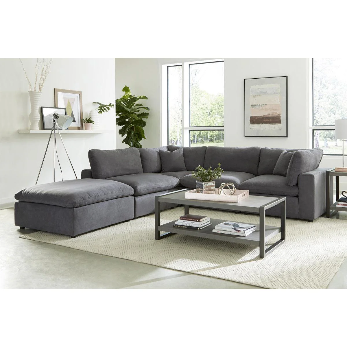 Guthrie Gray Upholstered Ottoman - Image 3