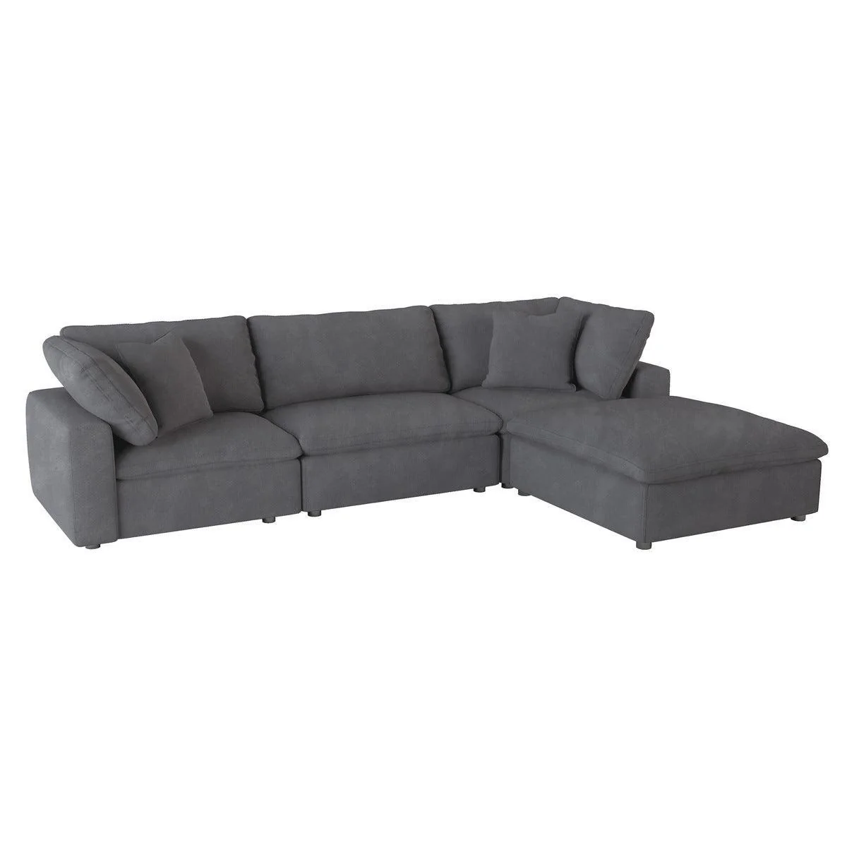 Ulrich Gray Fabric 4-Piece Modular Sectional With Ottoman - Image 1