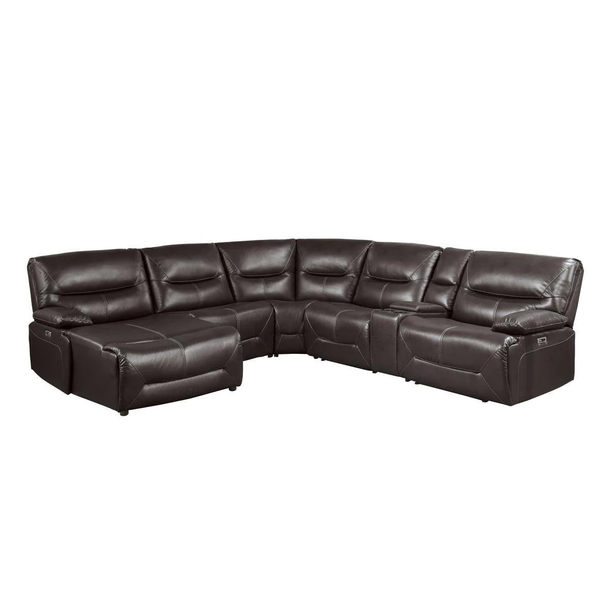 Dyersburg Brown Faux Leather 6-Piece Power Reclining Sectional - Image 1