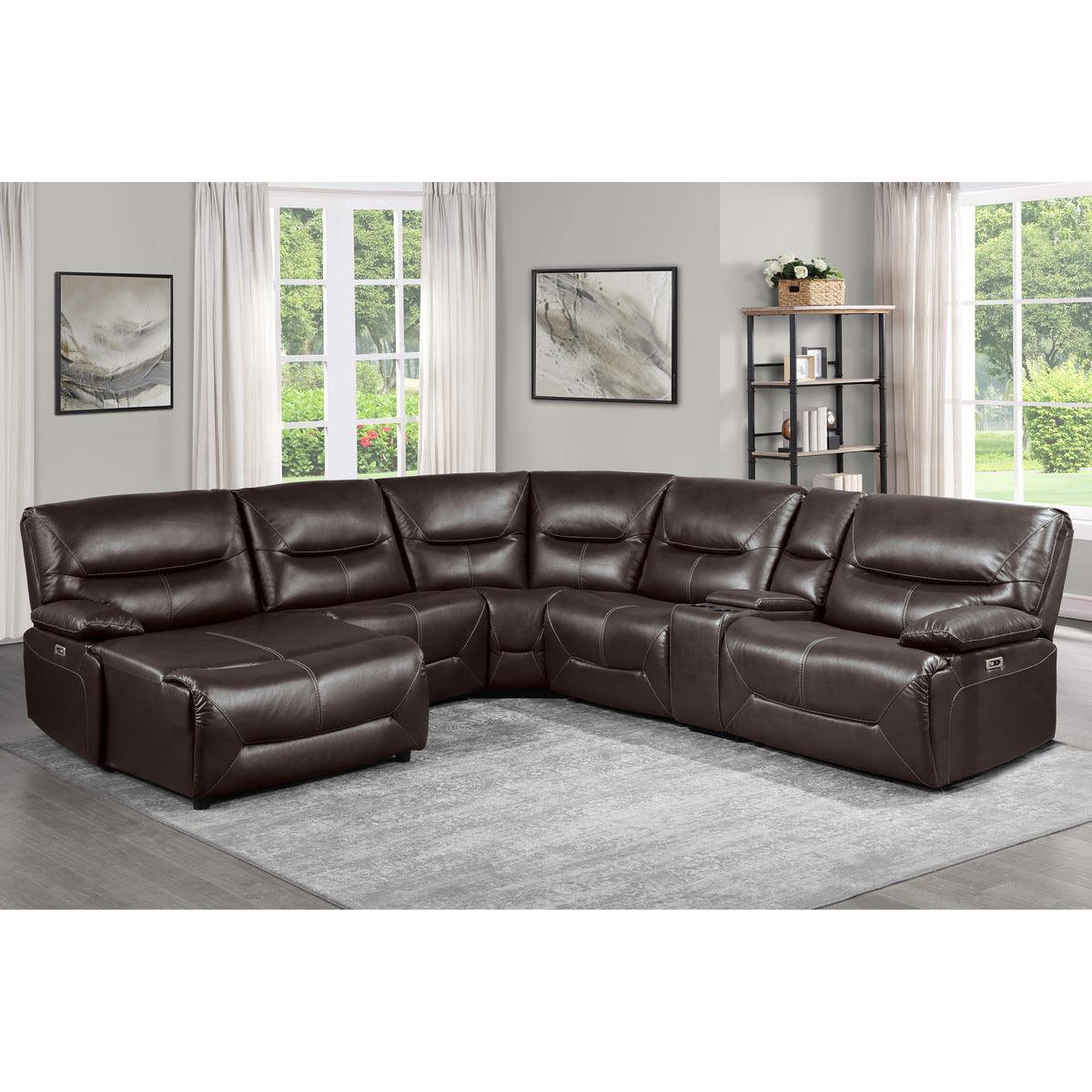 Dyersburg Brown Faux Leather 6-Piece Power Reclining Sectional - Image 2