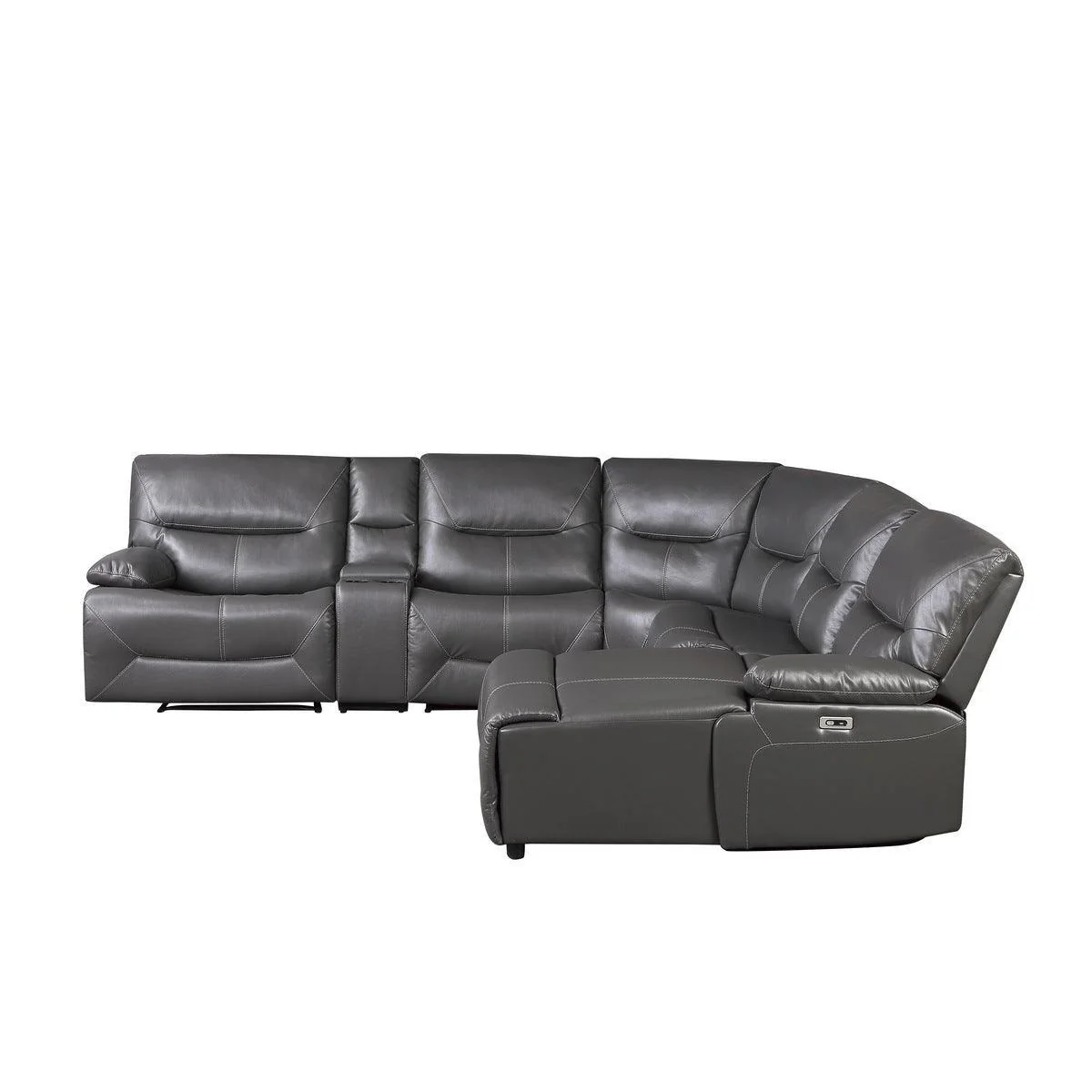Dyersburg Gray Faux Leather 6-Piece Power Reclining Sectional With Right Chaise - Image 2