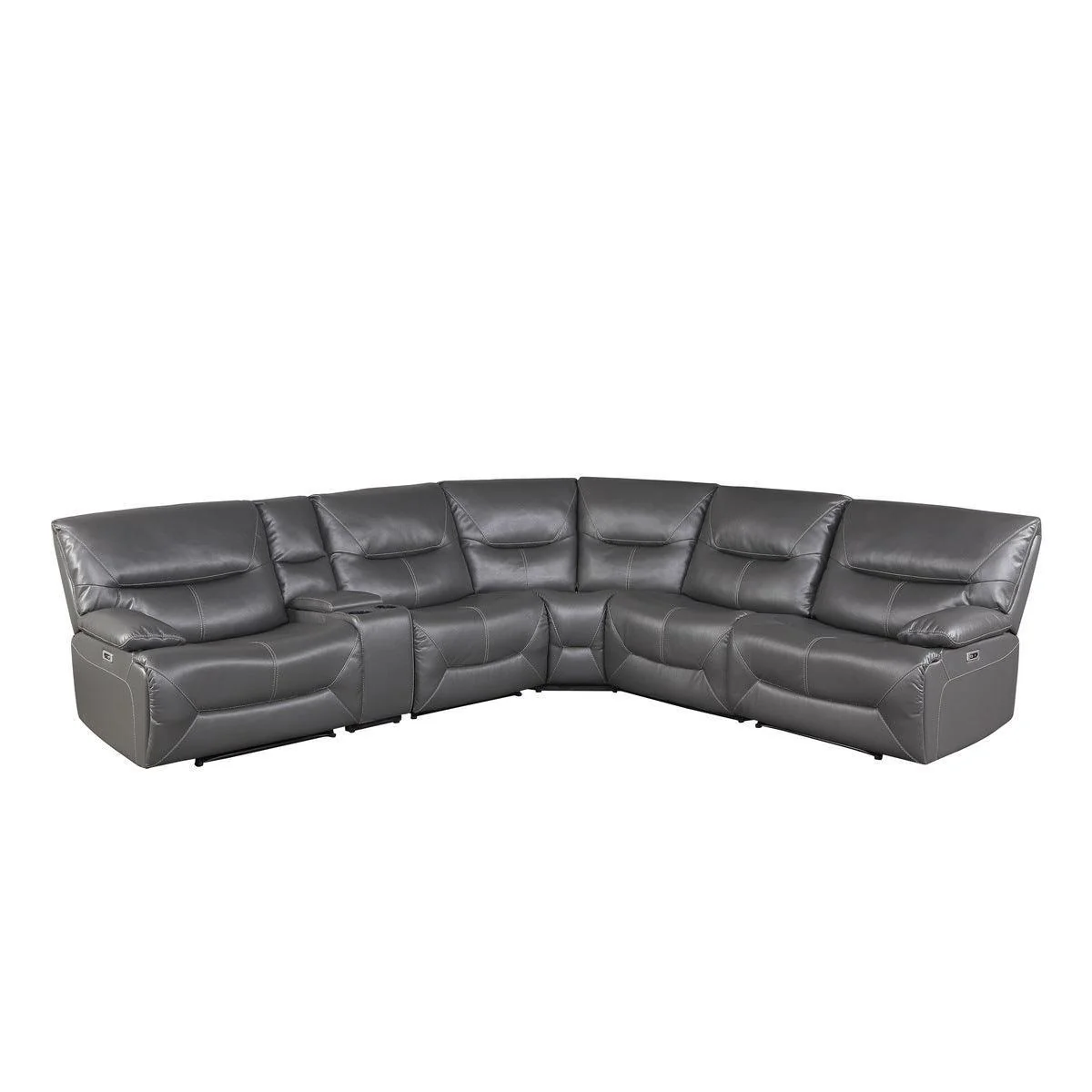 Dyersburg Gray Faux Leather 6-Piece Power Reclining Sectional - Image 1