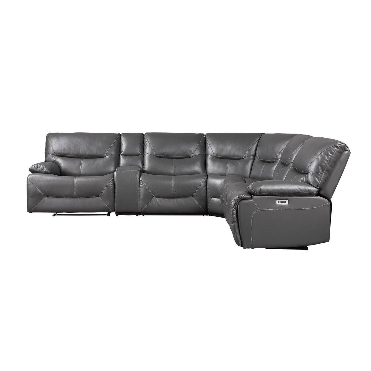 Dyersburg Gray Faux Leather 6-Piece Power Reclining Sectional - Image 2