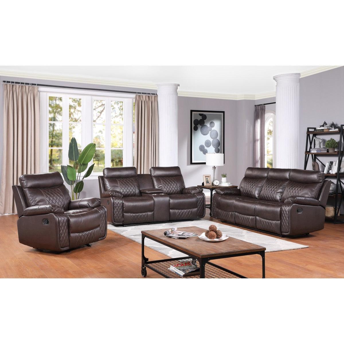 Dark Brown Faux Leather Glider Reclining Chair