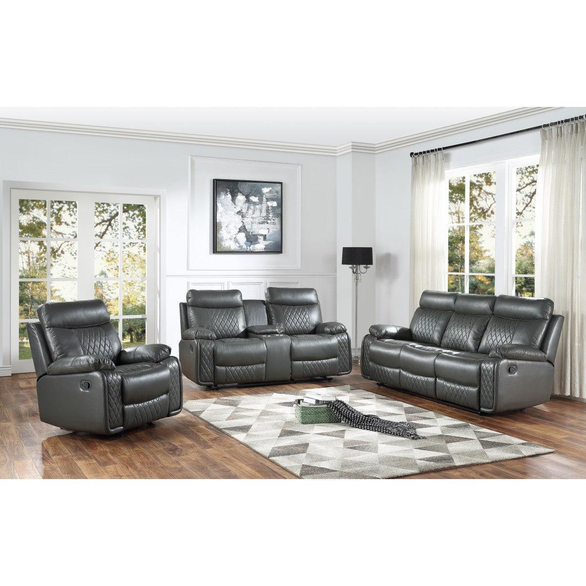Gray Faux Leather Sofa Love Chair - Image 1