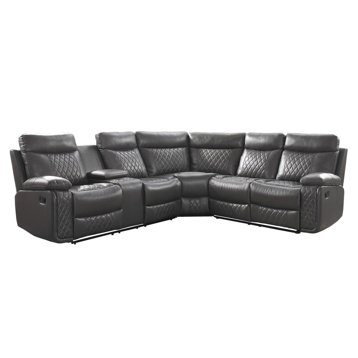 Socorro Gray Faux Leather 3-Piece Reclining Sectional With Left Console - Image 1