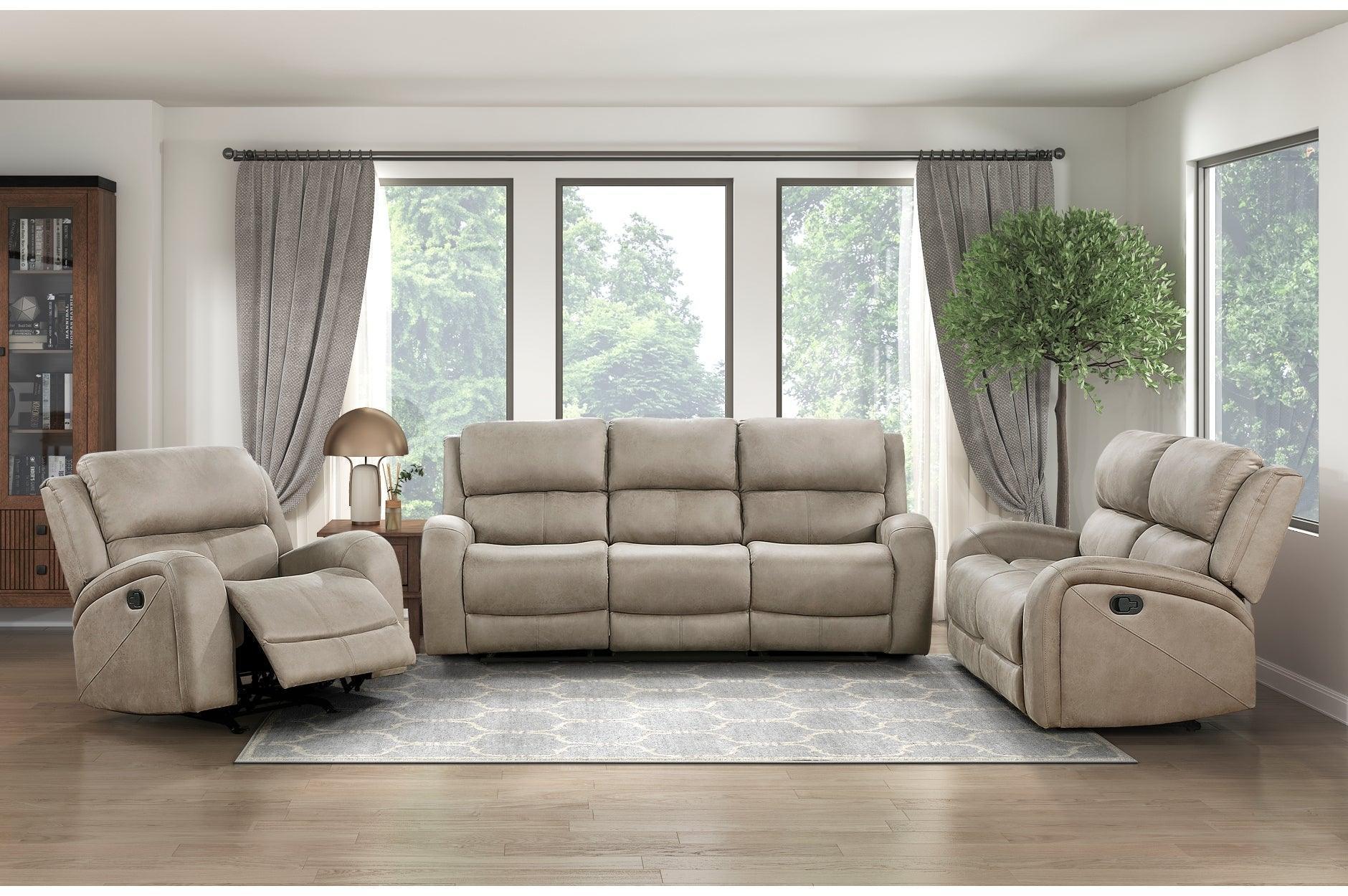 Pagosa Brown Microfiber Reclining Set - Image 2