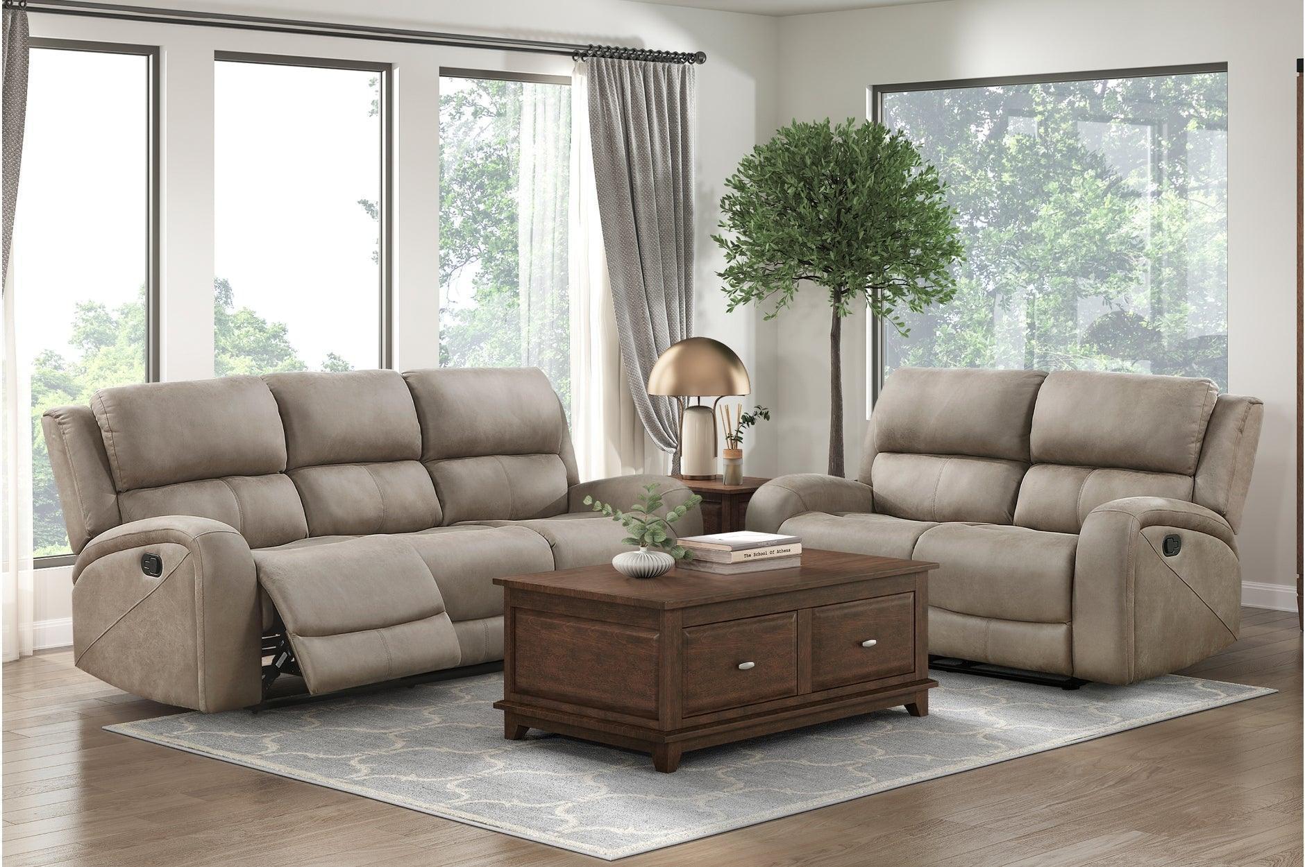 Pagosa Brown Microfiber Reclining Set - Image 1