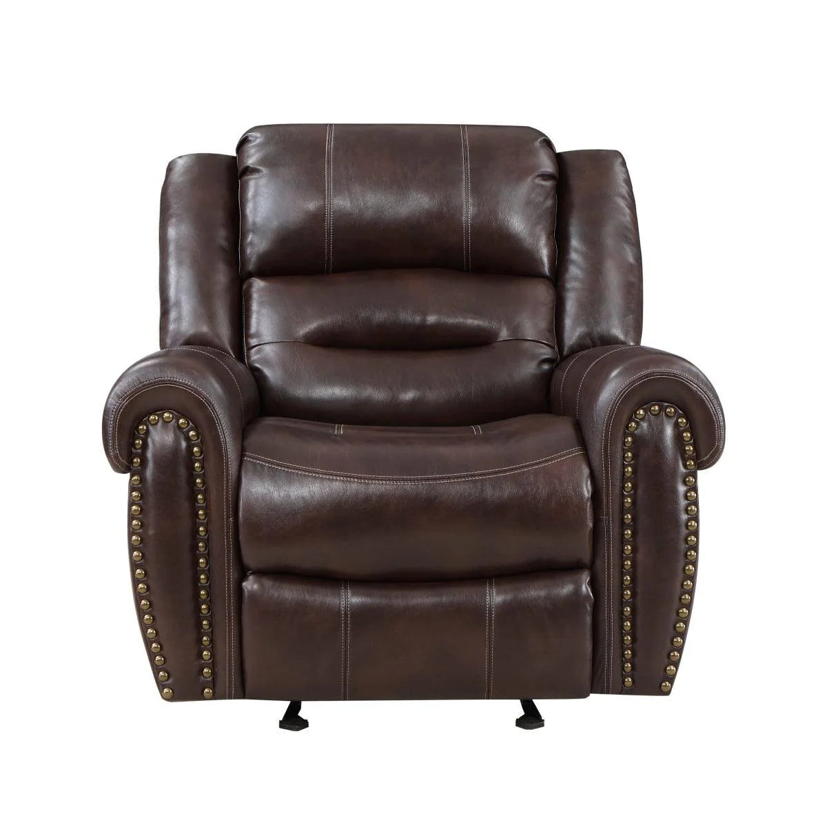 Center Hill Brown Faux Leather Glider Reclining Chair - Image 1