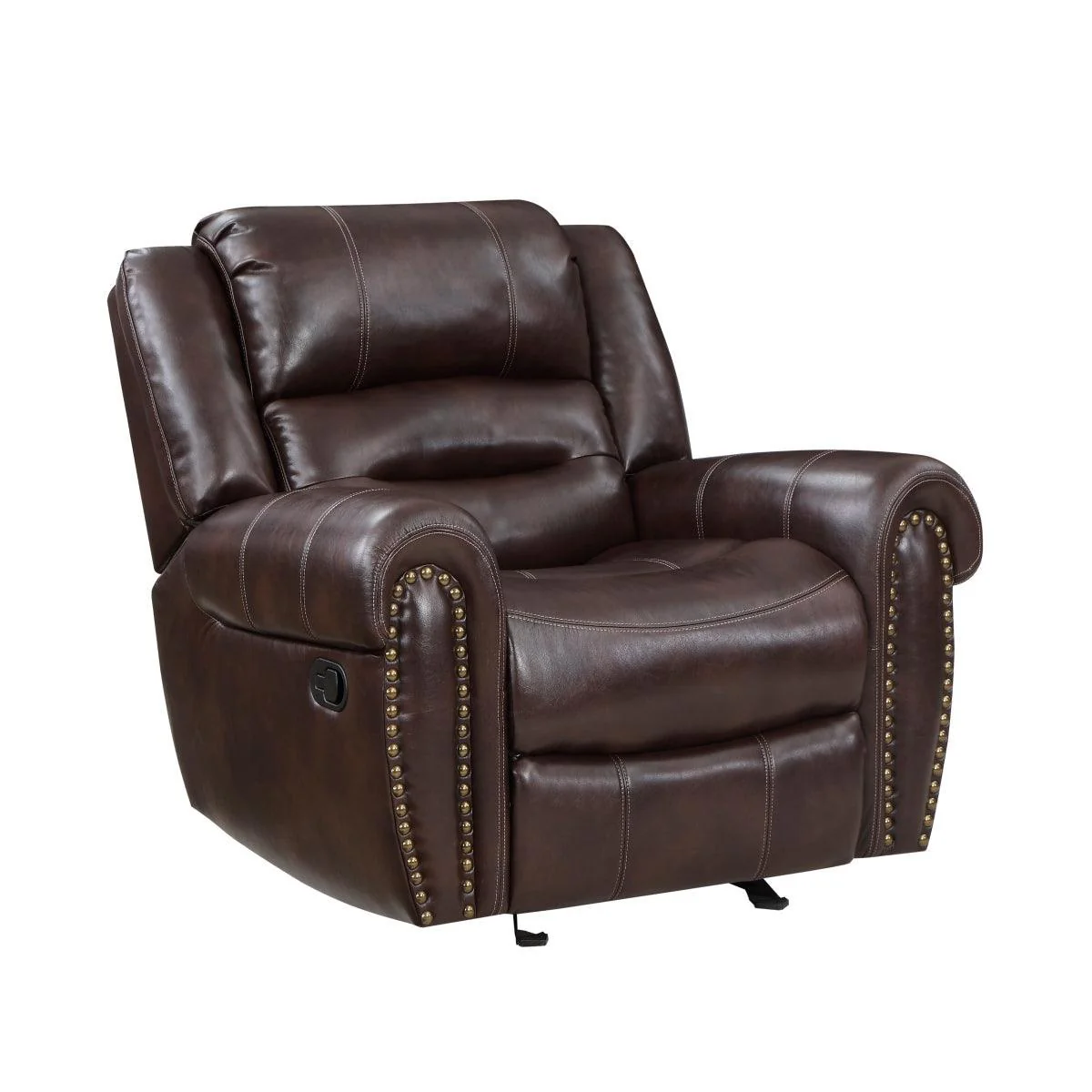 Center Hill Brown Faux Leather Glider Reclining Chair - Image 2