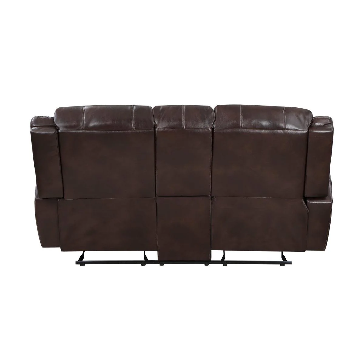Center Hill Brown Faux Leather Double Glider Reclining Love Seat - Image 3
