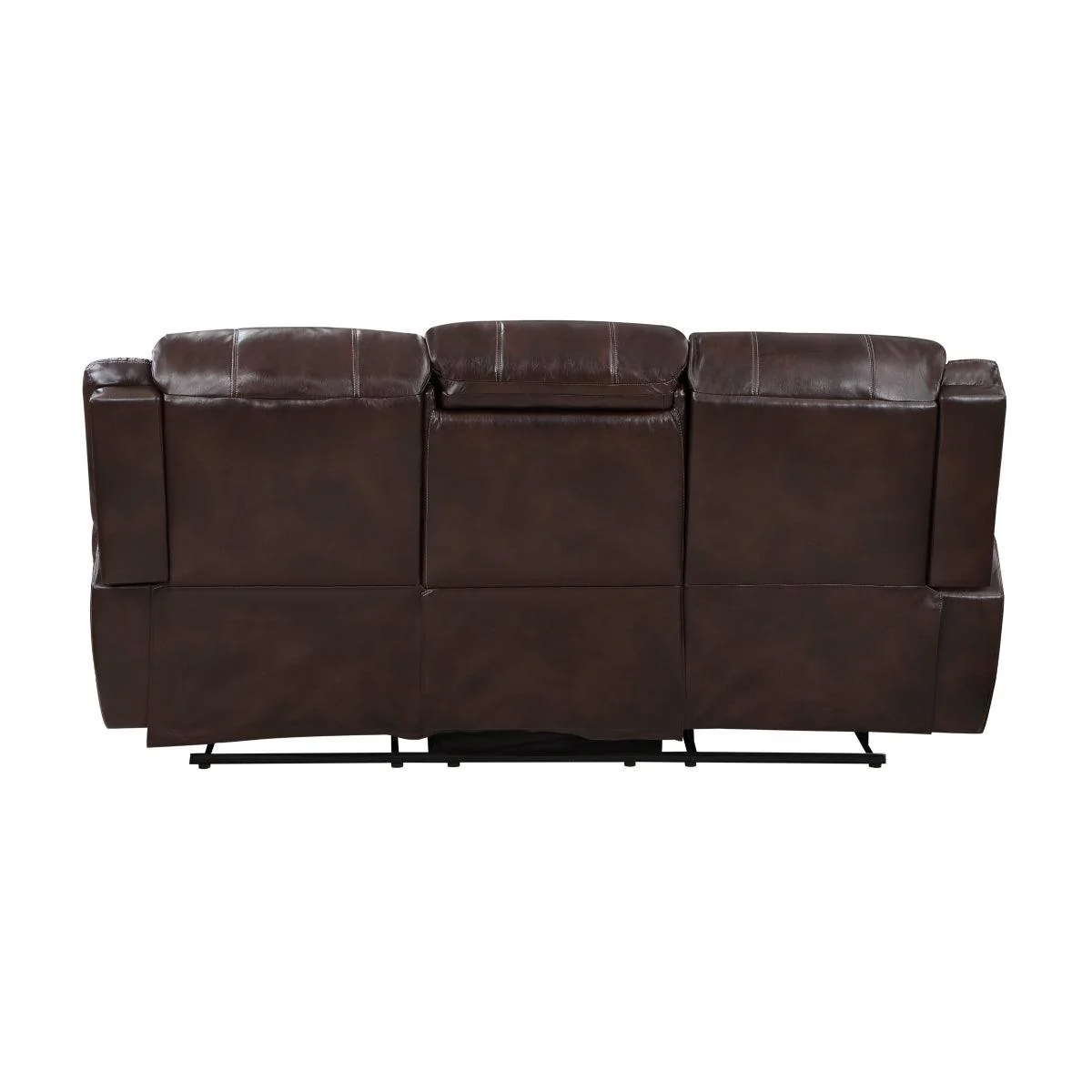 Center Hill Brown Faux Leather Double Reclining Sofa - Image 3