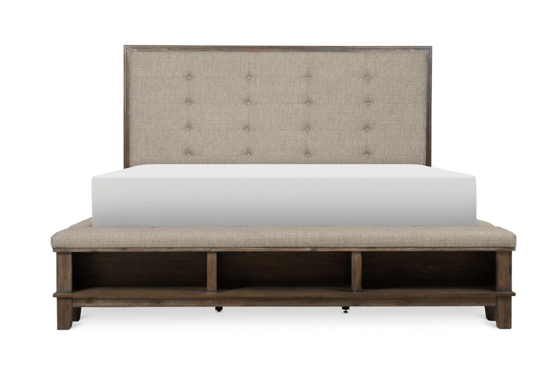 Gray Fabric Tufted Shelves Bedroom Set - Image 2