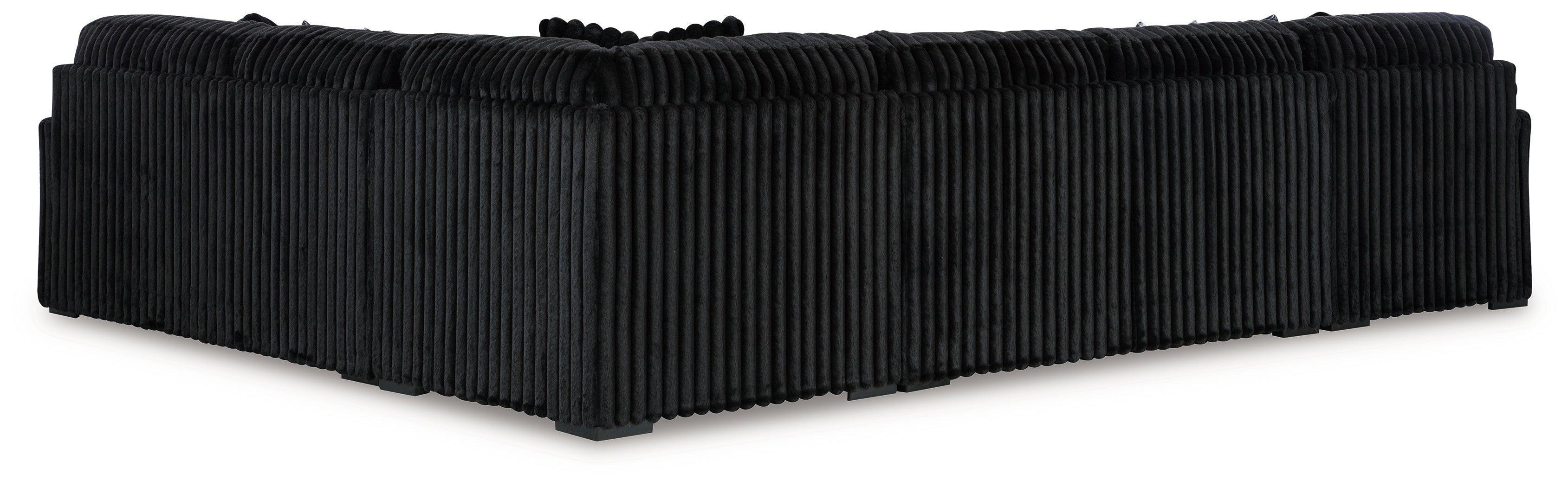 Midnight-Madness Onyx Velvet 4-Piece Sectional with Chaise - Image 3