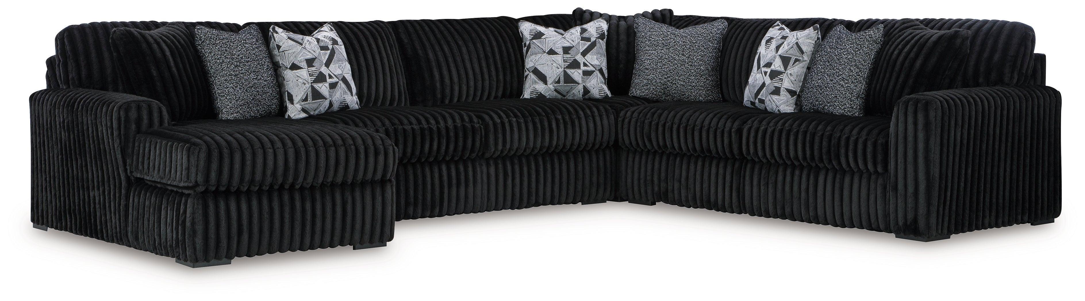 Midnight-Madness Onyx Velvet 4-Piece Sectional with Chaise - Image 2